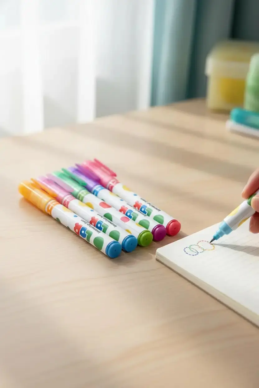 Miniso Lisanslı Polka Dot Serisi Kavisli Marker Seti 6 Renk – Kompakt Tasarım