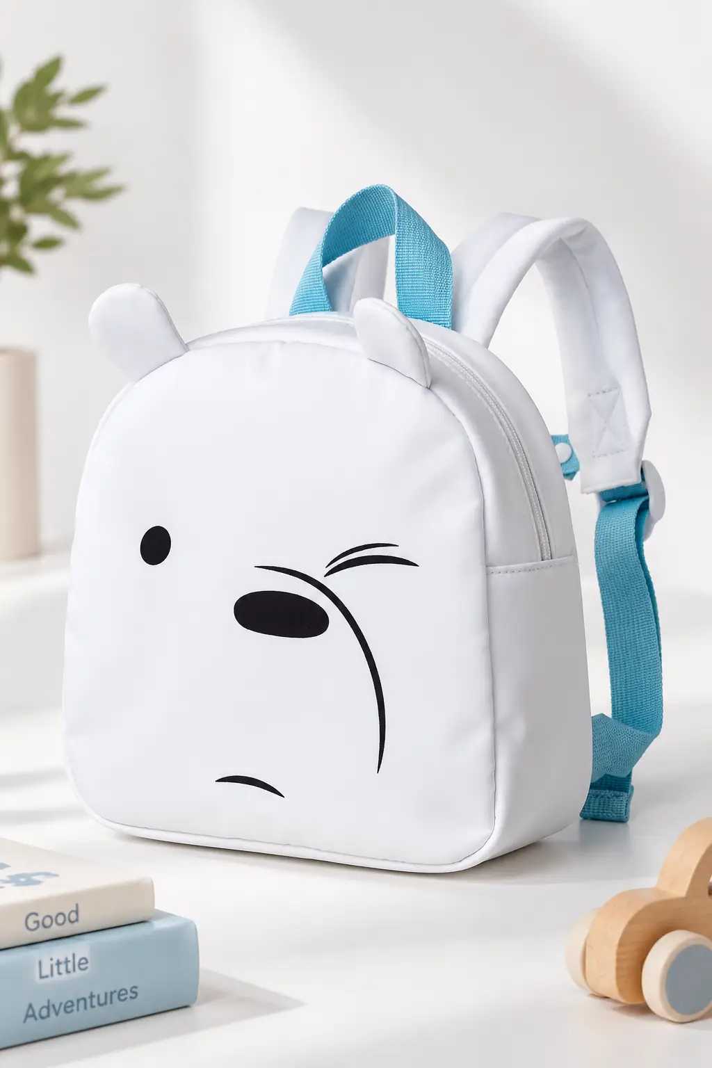 We Bare Bears Lisanslı Kutup Ayısı Sırt Çantası – Su Geçirmez ve Hafif Günlük Çanta 24 Cm