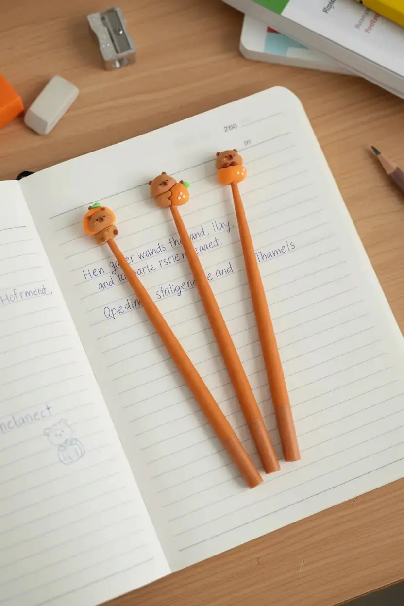 Miniso Lisanslı Mutlu Fırın Serisi Sallanır Jel Kalem (0,5 Mm, Siyah) – 3 Çeşitli Model Seti