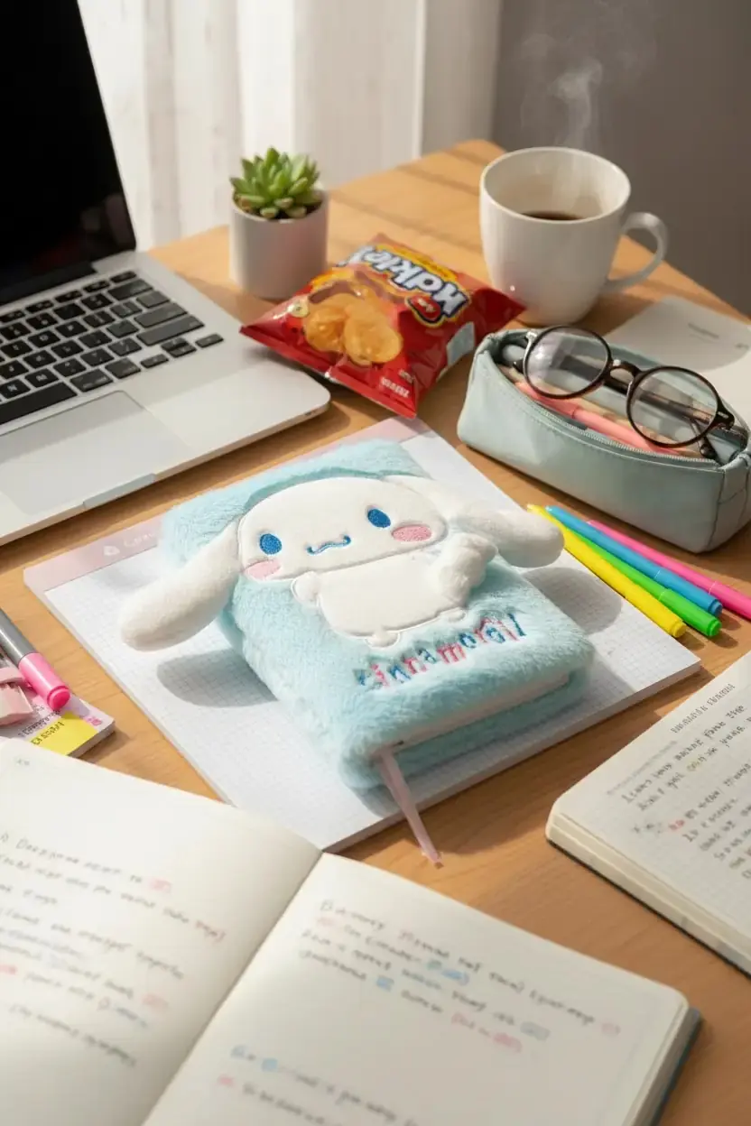 Sanrio Lisanslı Cinnamoroll 3D Peluş Defter – Yumuşak Dokulu & A5 Boyut