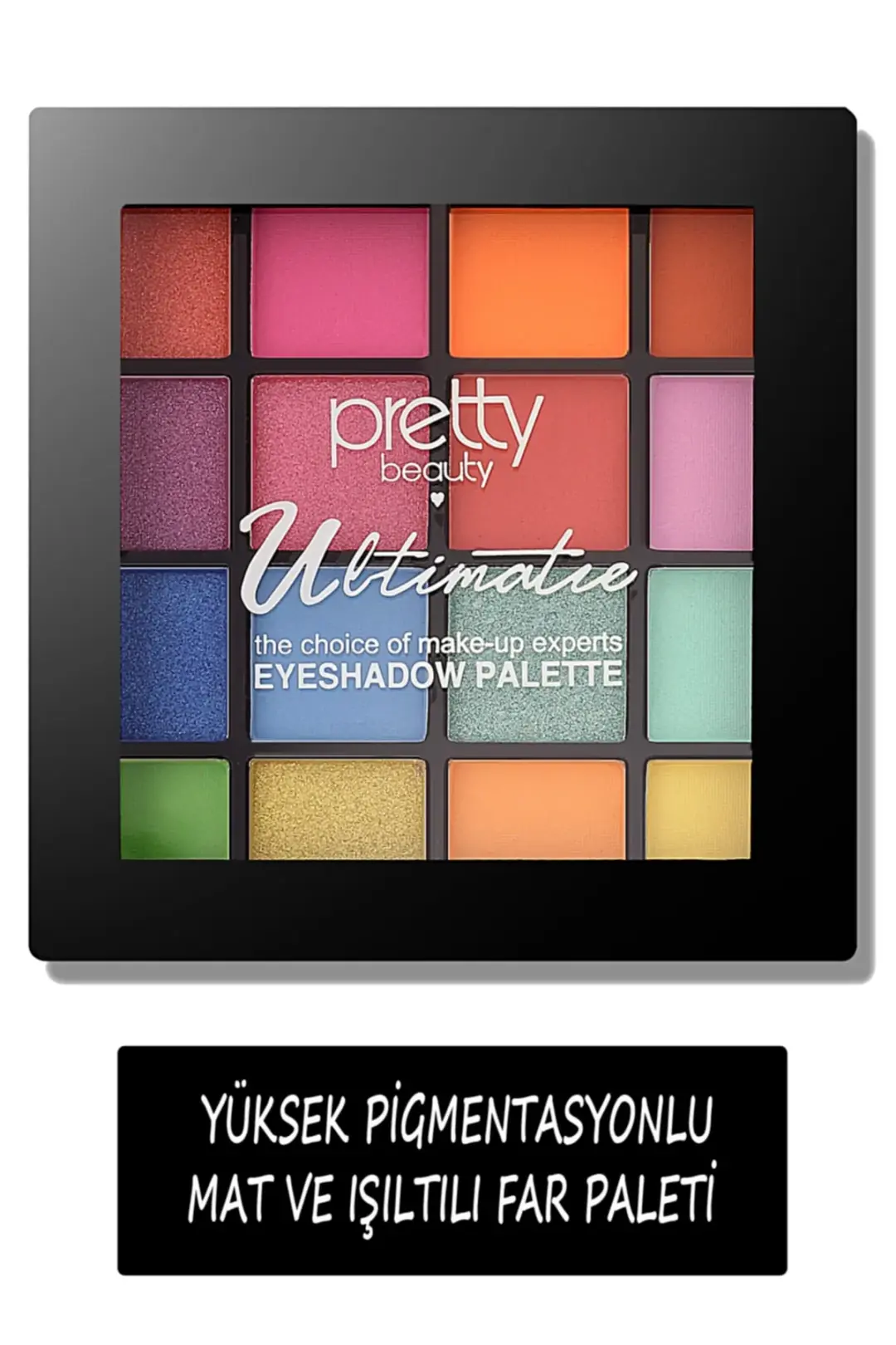 Pretty Beauty 16 Renk Far Paleti PB-182 – Yüksek Pigmentli ve Mat/Işıltılı