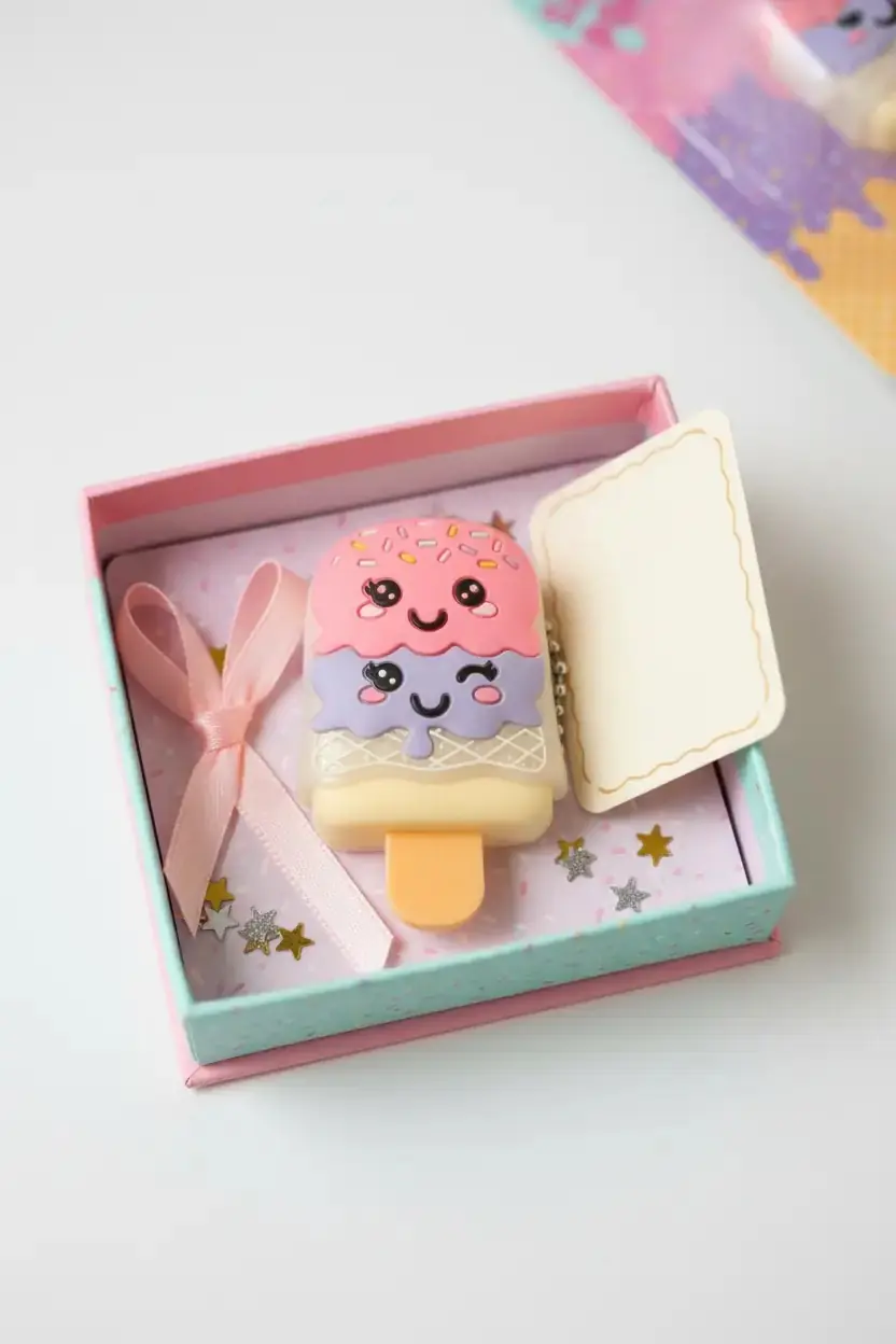 Miniso Lisanslı Tatlı Temalı İki Renkli Dondurma Külahı Dudak Kremi – Nemlendirici Bakım