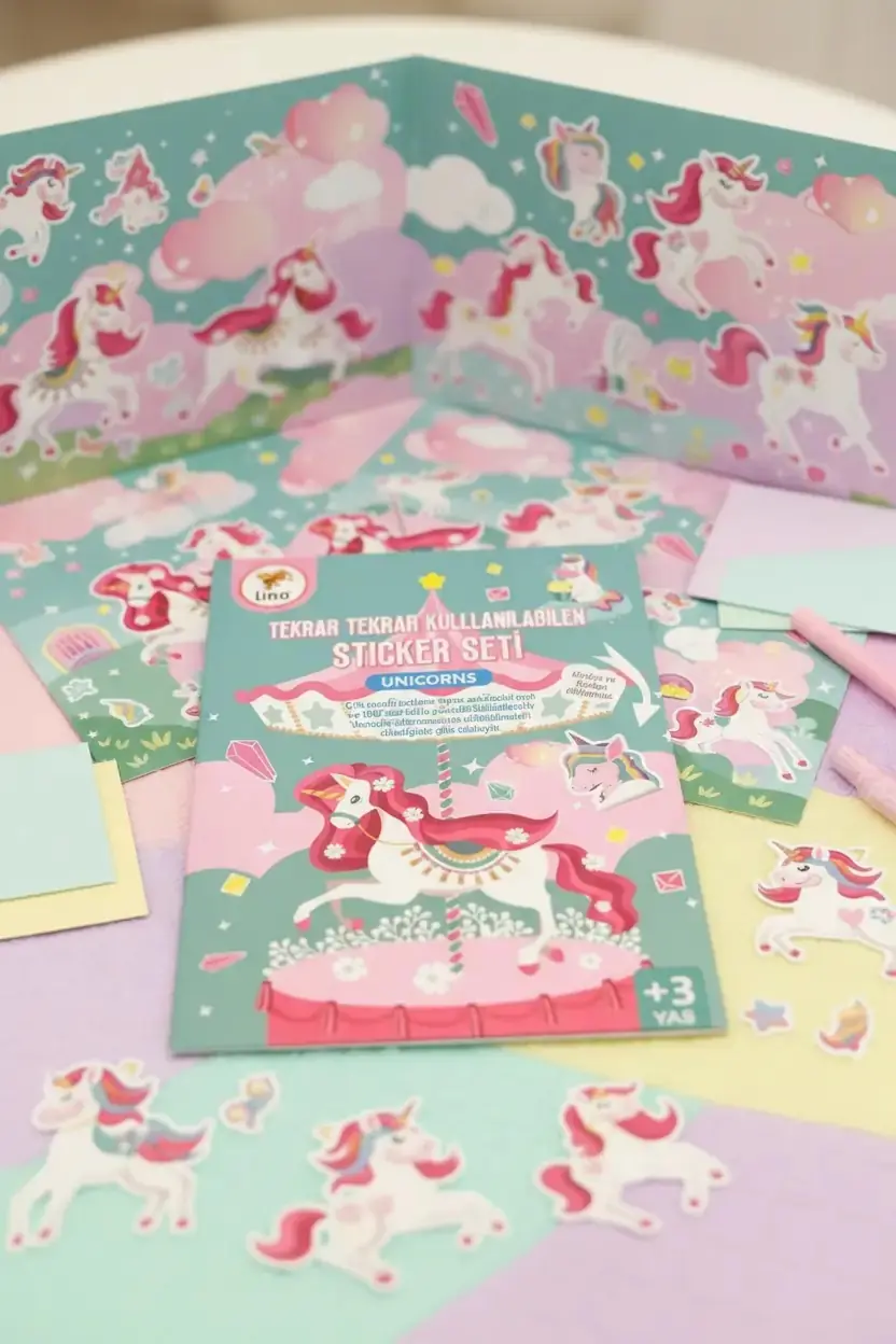 Lino Tekrar Kullanılabilen Sticker Seti – Unicorns İle Eğlenceli Oyun