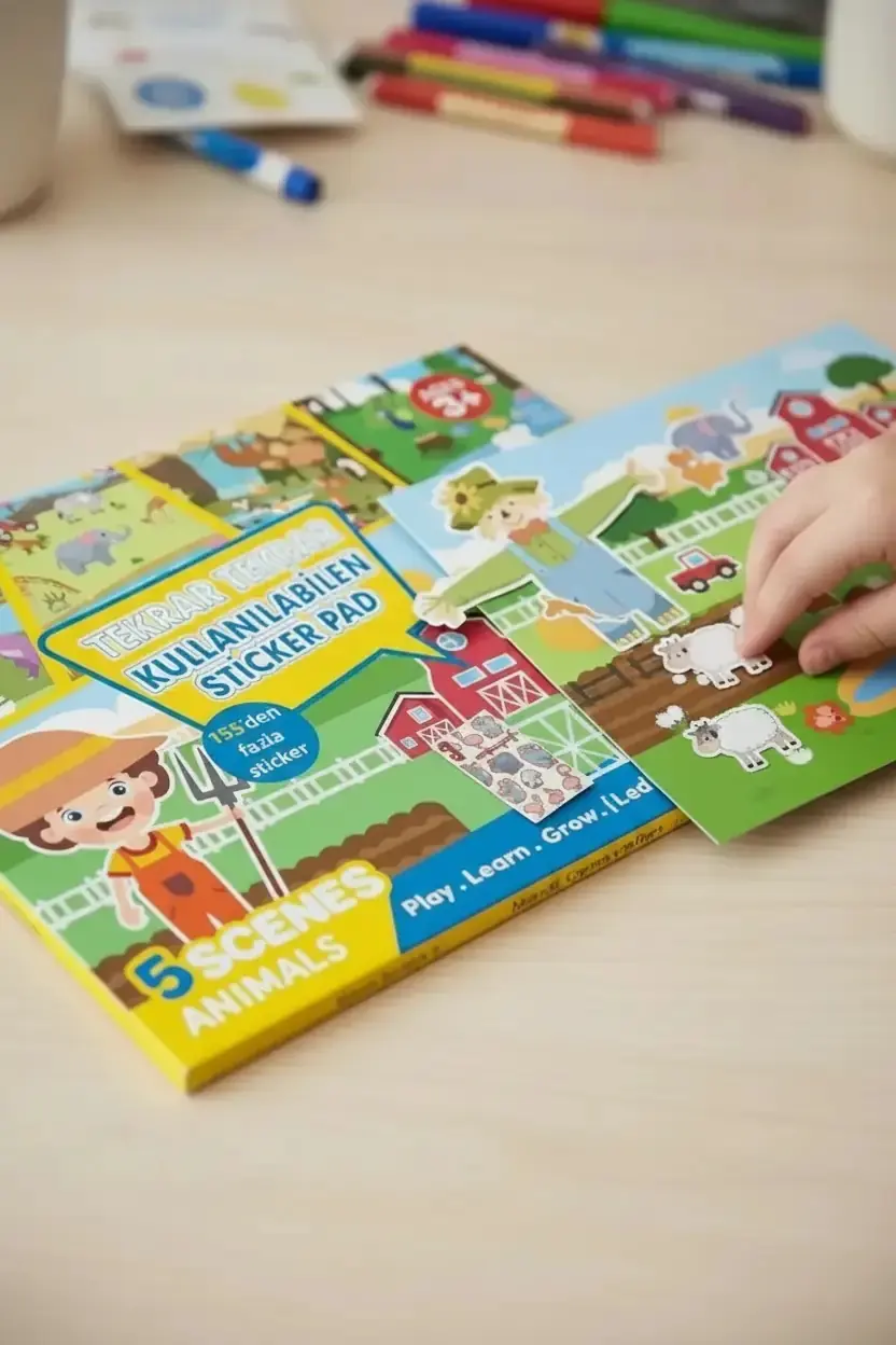 Lino Tekrar Kullanılabilen Sticker Pad – Hayvanlar İle Eğlenceli Oyun
