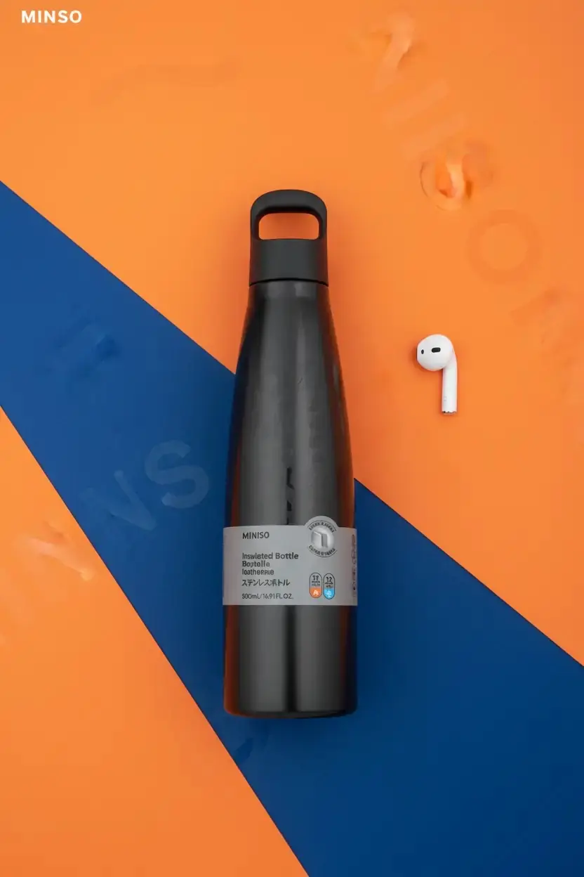 MINISO Renkli Seri Saplı Çift Cidarlı Termos Şişe (500 mL) (