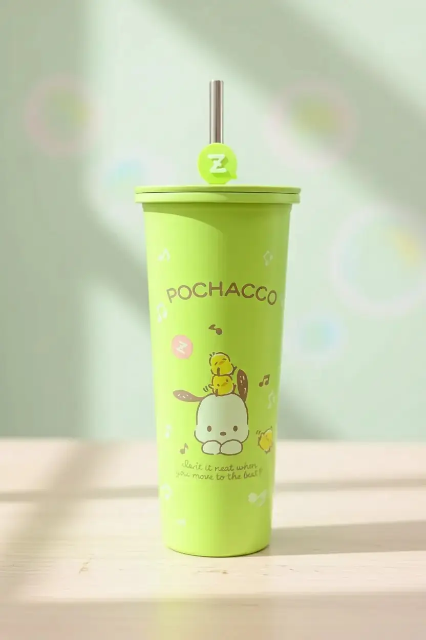 Sanrio Lisanslı Pipetli Paslanmaz Çelik Matara Pochacco 800 ml