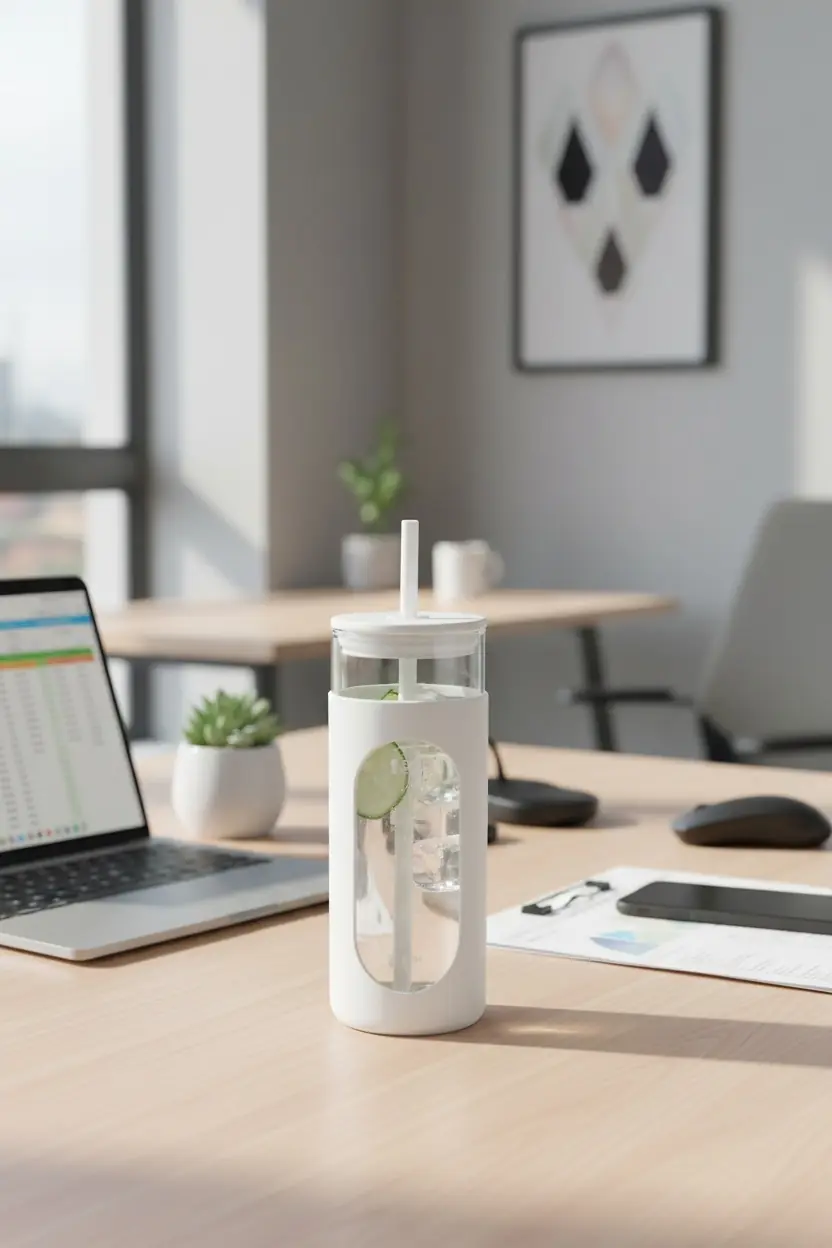 Miniso Lisanslı Silikon Kılıflı Pipetli Borosilikat Cam Şişe - Beyaz (475 ml)