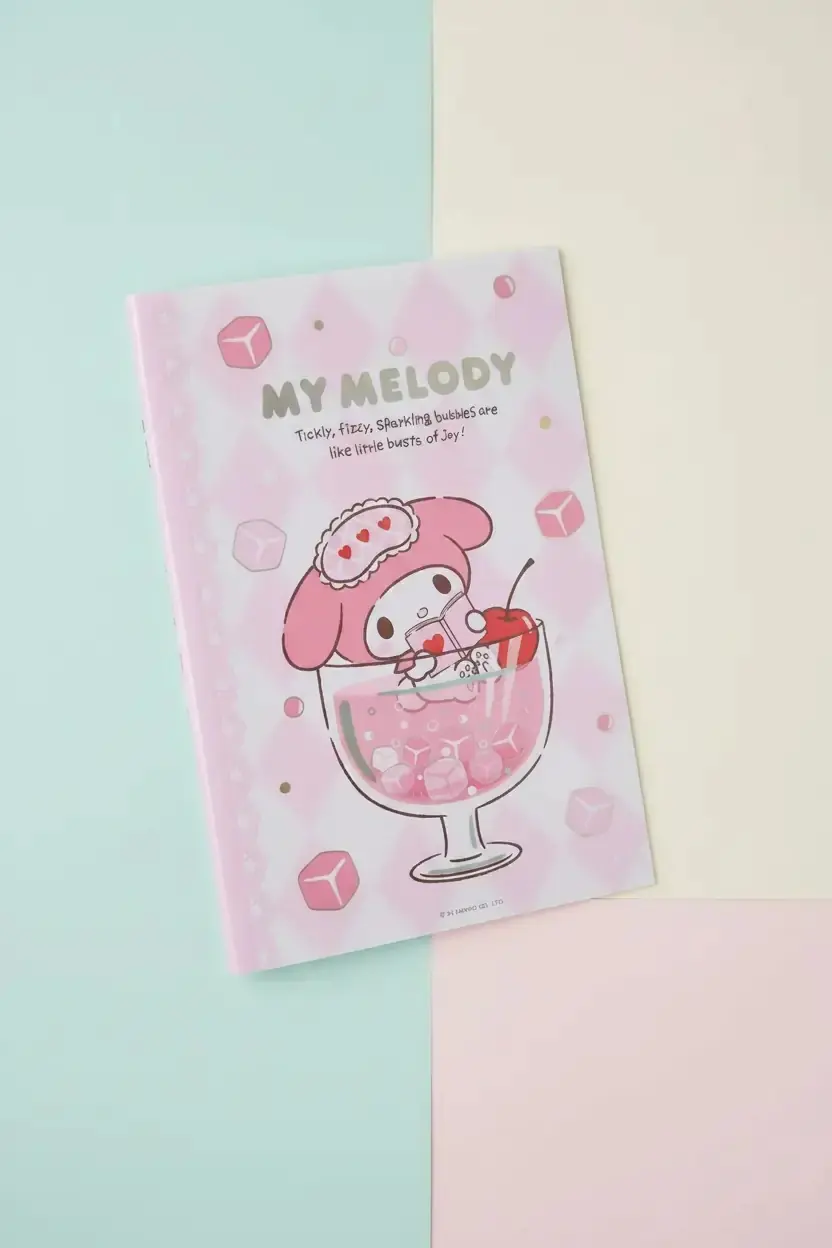 Sanrio Lisanslı My Melody Renkli Yaz Serisi EVA Kapaklı Çizgili Not Defteri – A5 Boyut 104 Sayfa