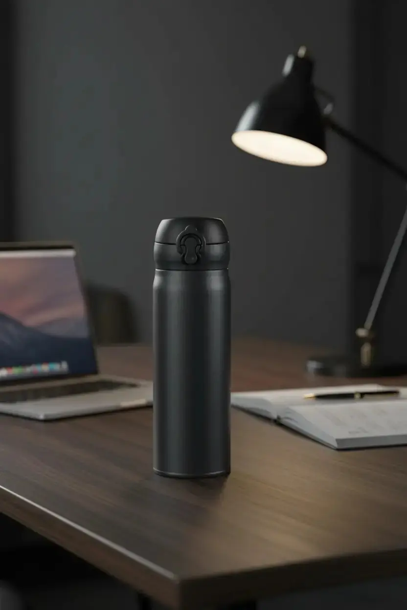Miniso Lisanslı Klasik Serisi Flip Top Yalıtımlı Termos – 450 Ml – Çift Katmanlı Çelik – Siyah