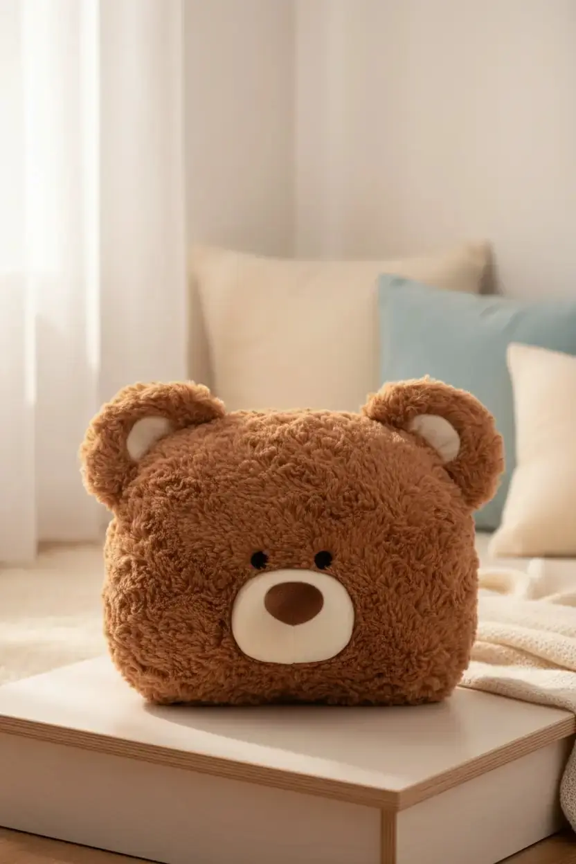 Miniso Lisanslı Gift Bear Chubby Baş Şekilli Yastık – Yumuşak 38 Cm