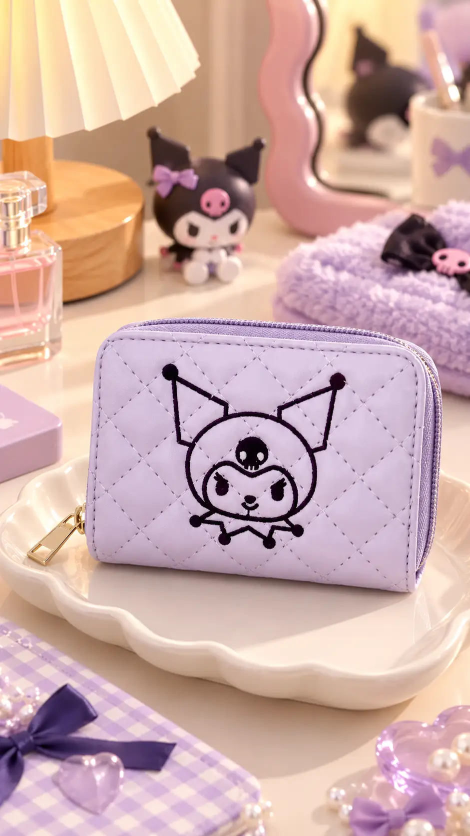 Sanrio Lisanslı Kuromi Sevimli Fermuarlı Kartlık Cüzdan 11 Cm