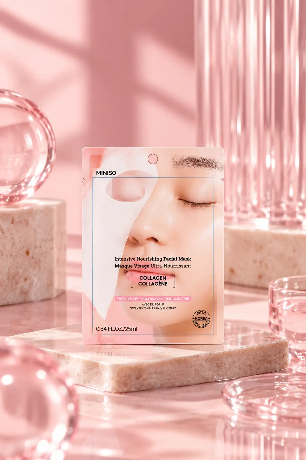 Miniso Lisanslı Yoğun Besleyici Yüz Maskesi – Hidrolize Kolajen Temalı Kağıt Maske