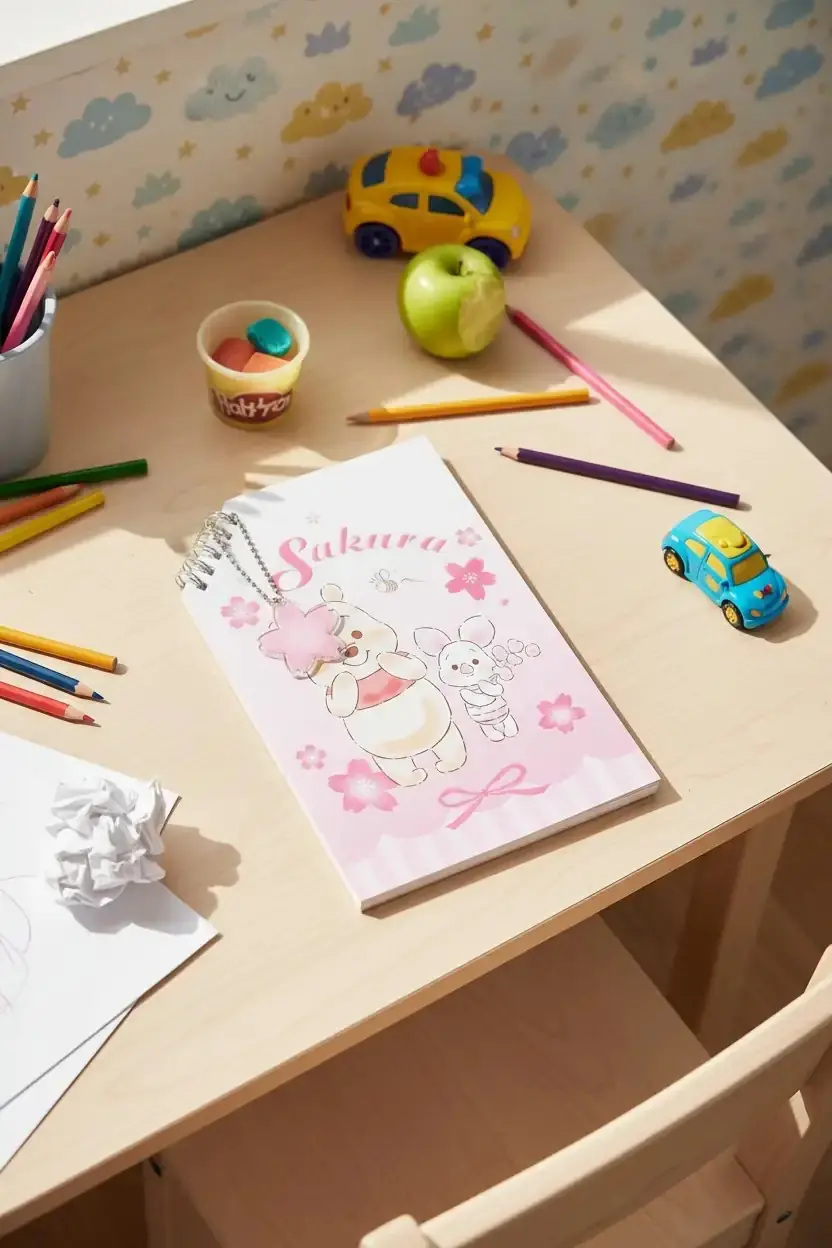 Disney Lisanslı Sakura Sezonu Stitch ve Angel Tel Ciltli 50 Sayfa Spiral Defter