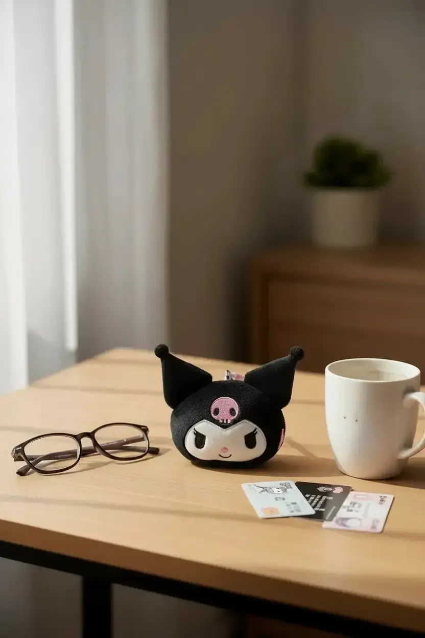 Sanrio Lisanslı Kuromi Peluş Cüzdan 14,5 Cm – Askılı Bozuk Para