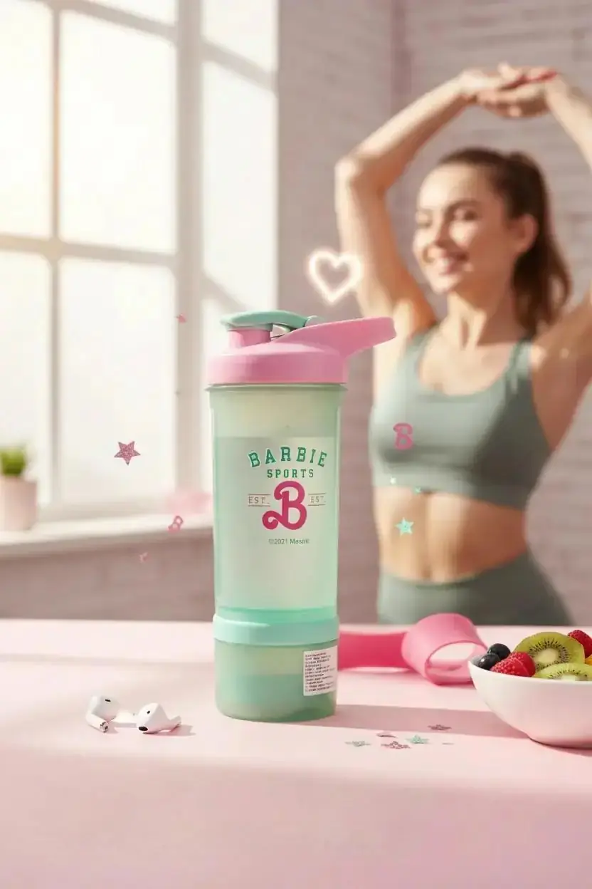 Barbie Lisanslı Shaker Şişesi Yeşil 650 Ml – Spor ve Günlük Kullanım 26 Cm
