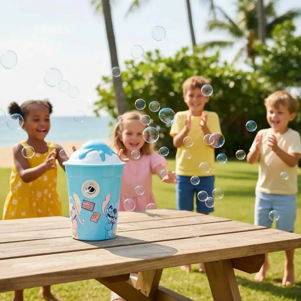 Disney Lilo & Stitch Lisanslı Parti Serisi Dondurma Temalı Otomatik Baloncuk Makinesi