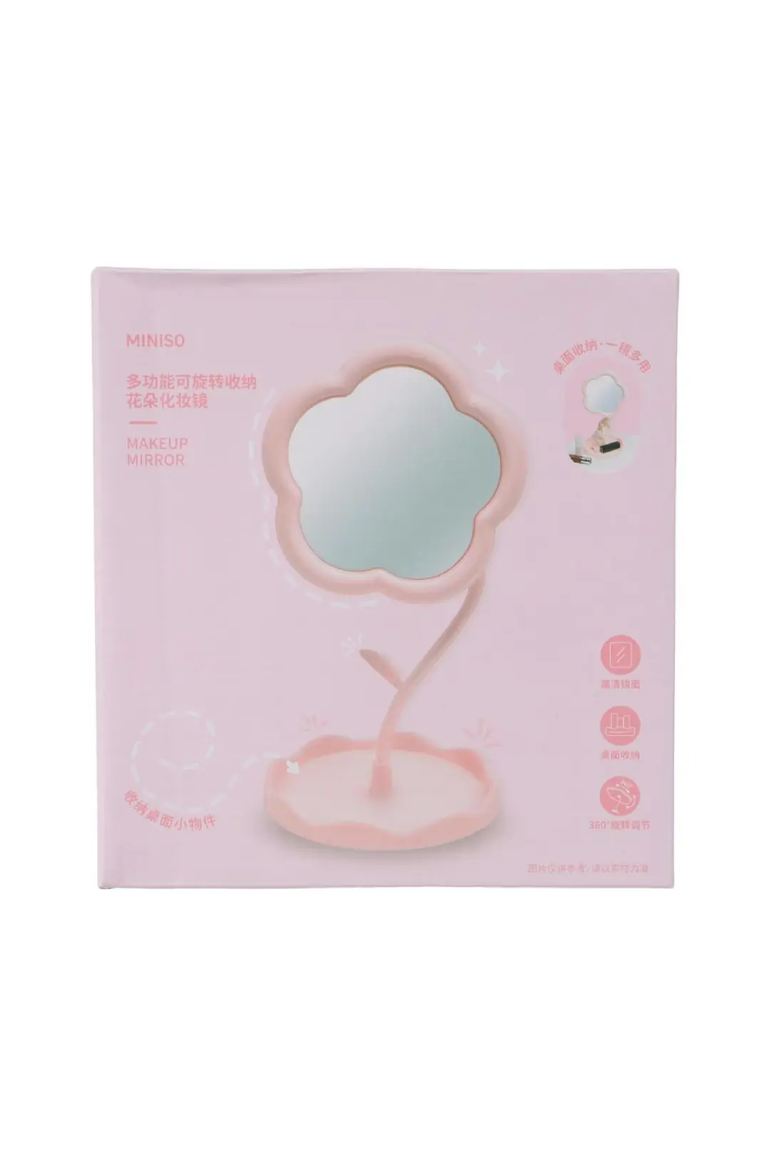 Miniso Lisanslı Çiçek Desenli Makyaj Aynası – Ayarlanabilir Açılı Tasarım