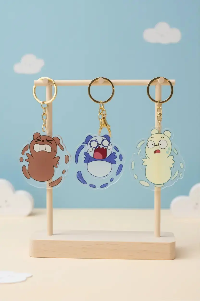 We Baby Bears Lisanslı Akrilik Anahtarlık – Dayanıklı Çanta Süsü ve Aksesuar 7 Cm