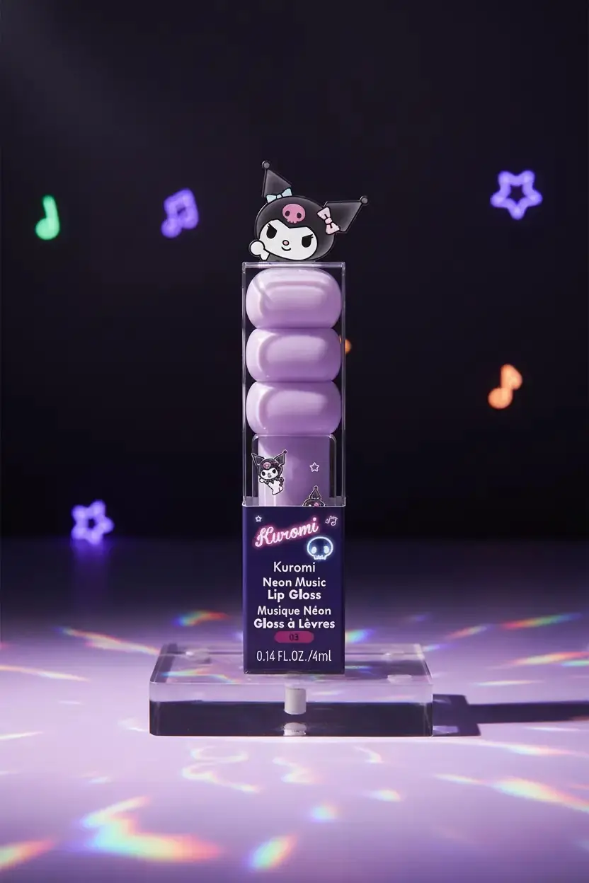 Sanrio Lisanslı Kuromi Neon Music Dudak Parlatıcısı 03 – Parlak ve Nemli Görünüm