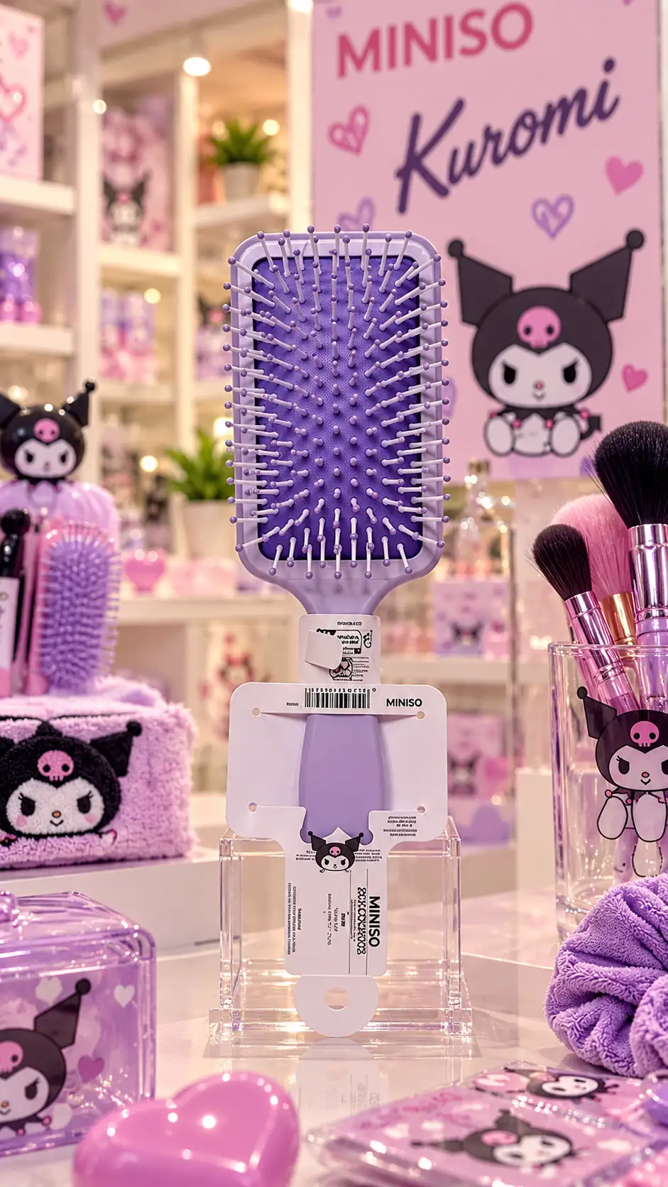 Sanrio Lisanslı Kuromi Masaj Saç Fırçası – Geniş Yüzeyli Mor Tasarım