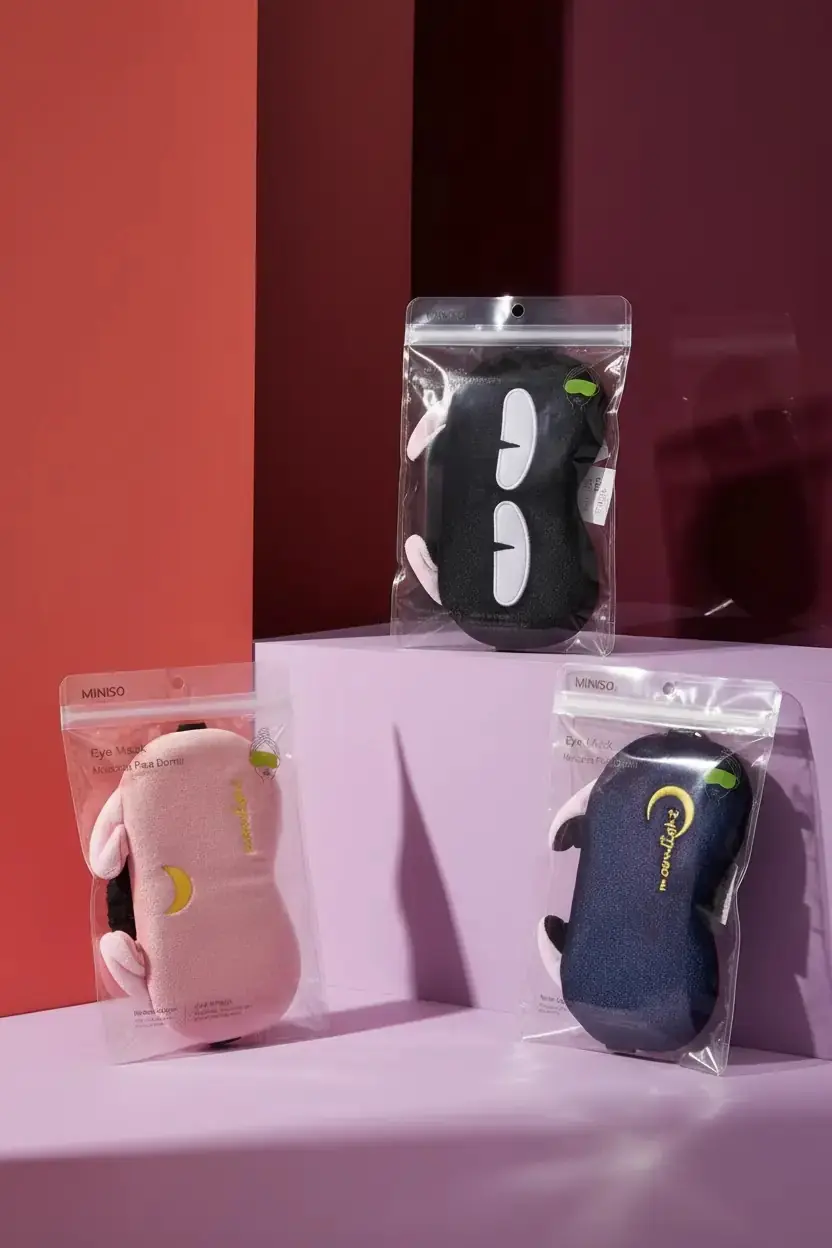 Miniso Lisanslı Kedi Kulaklı Kadife Uyku Maskesi – Sıcak Soğuk Kompres Jel Paketli