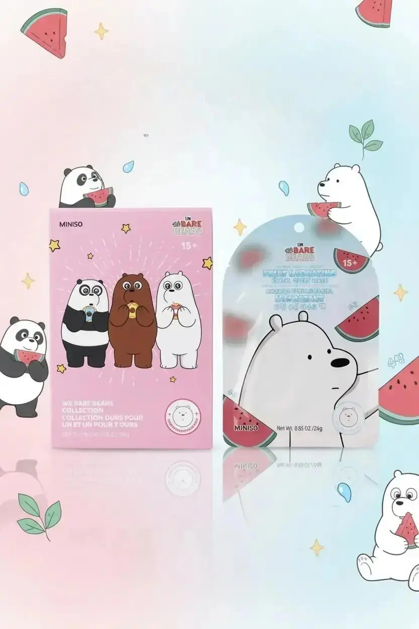 We Bare Bears Lisanslı Karpuz Özlü Meyveli Nemlendirici Kağıt Maske Ferahlatıcı Bakım