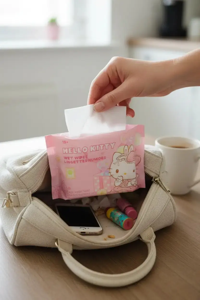 Sanrio Lisanslı Hello Kitty Hassas Ciltlere Uygun Yumuşak Dokulu Islak Mendil 20 Adet