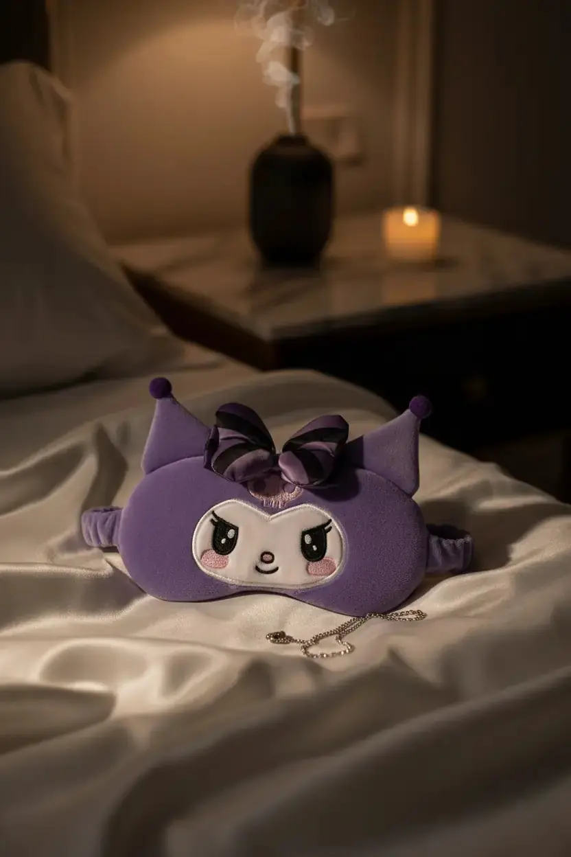 Sanrio Lisanslı Kuromi Yumuşak Dokulu Ve Işık Engelleyici Uyku Gözlüğü