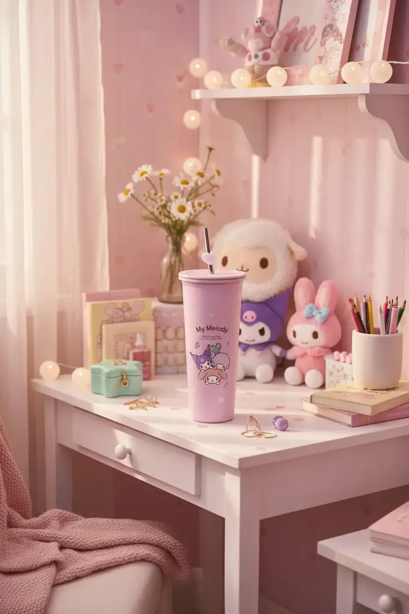 Sanrio Lisanslı Pipetli Paslanmaz Çelik Matara My Melody 800 ml