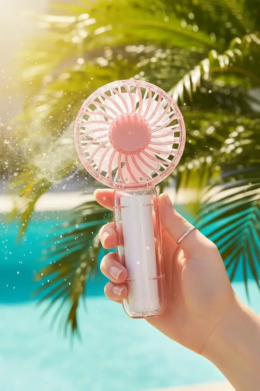 Miniso Lisanslı El Tipi Mini Fan Pembe – Şarj Edilebilir Taşınabilir El Fanı 13,75 Cm