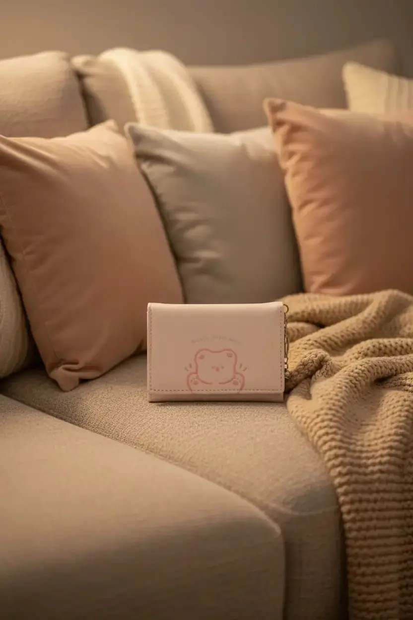 Miniso Lisanslı Küçük Ayı Serisi Üç Bölmeli Kadın Cüzdanı (Pembe) – Fonksiyonel Kartlık Ve Bozuk Para Cüzdanı 11 Cm