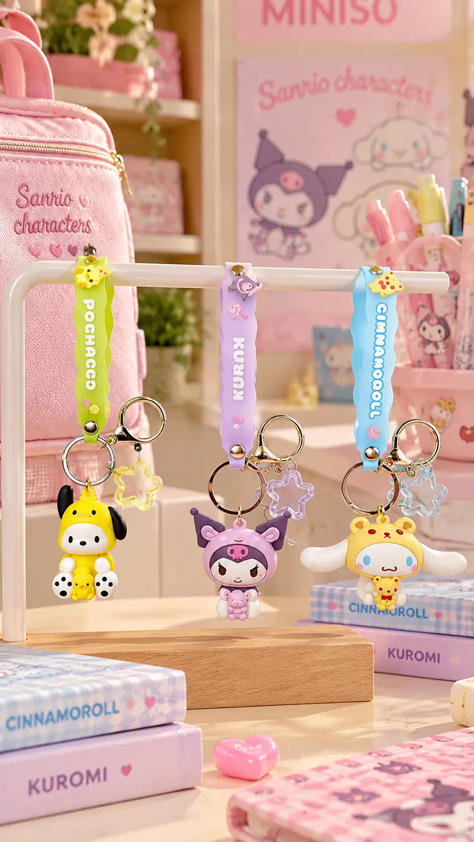 Sanrio Lisanslı Sevimli Hayvan Serisi Anahtarlık – Kuromi Cinnamoroll Çanta Süsü 6 Cm