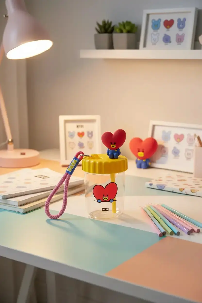 BT21 Lisanslı Süslemeli ve Askılı Plastik Şişe (520mL) - Tata