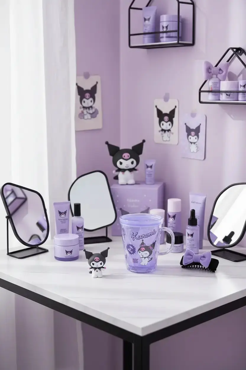 Sanrio Lisanslı Kuromi Çift Cidarlı Banyo Bardağı – Dekoratif Diş Fırçalama Bardağı 350 Ml