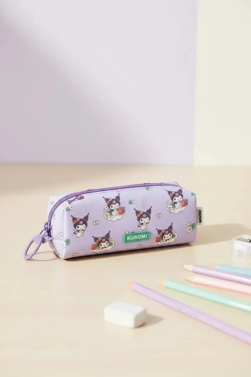 Sanrio Lisanslı Kuromi Çilek Mevsimi Kalemlik – Geniş Hacimli Şık Tasarım 21 Cm