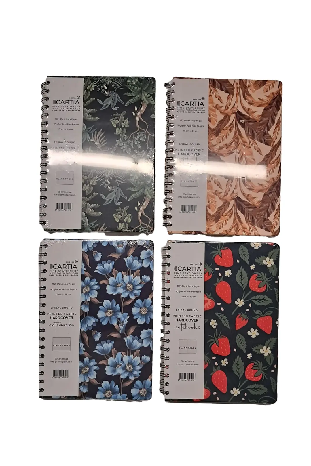 Kumaş Desen Baskılı Spiralli Düz Defter 100 Yaprak – Sert Kapaklı