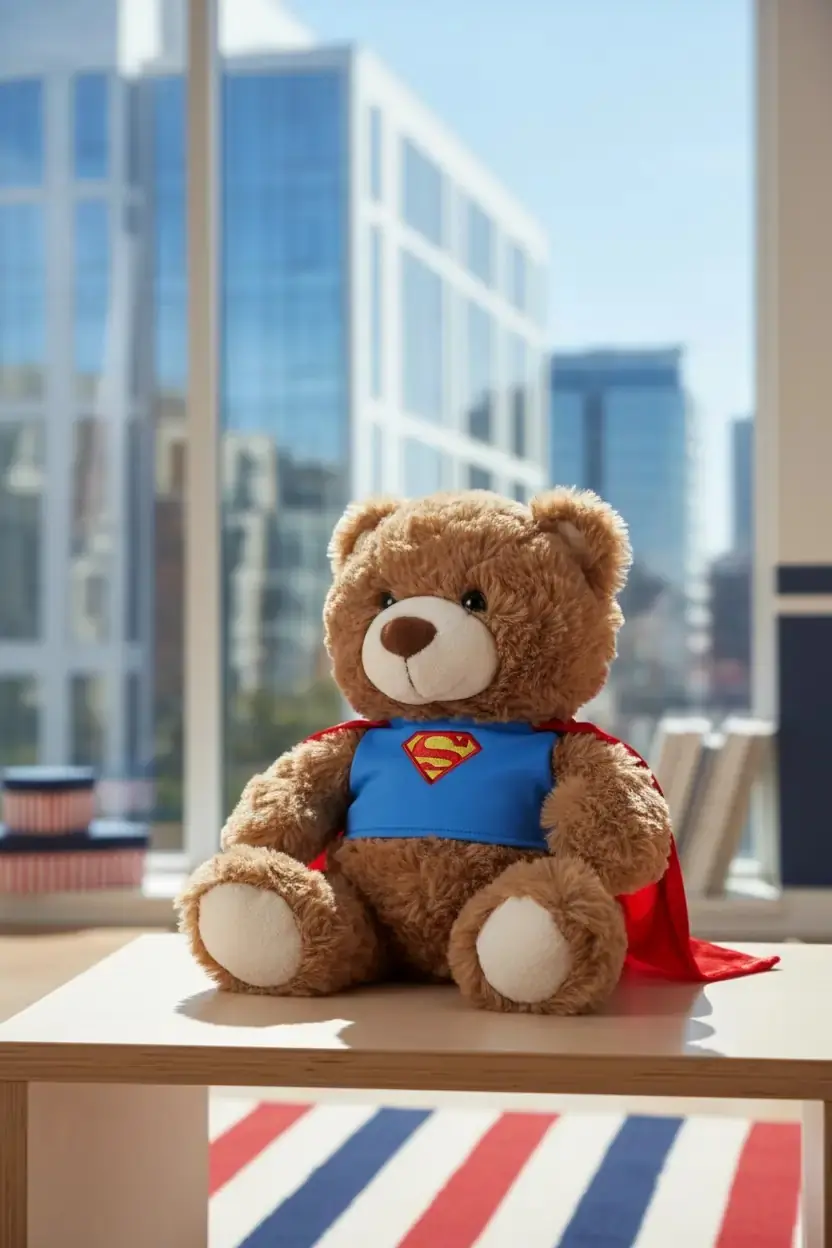 Miniso Lisanslı DC Koleksiyonu 25 cm Kostümlü Hediye Ayıcık Peluş Oyuncak – Superman Kostümlü Model
