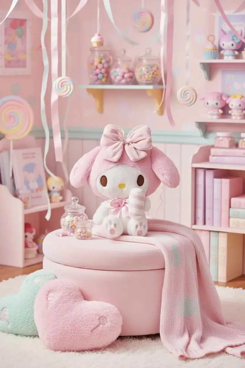 Sanrio Lisanslı My Melody Tatlı Fabrikası Peluş Oyuncak – Oturan 28 Cm