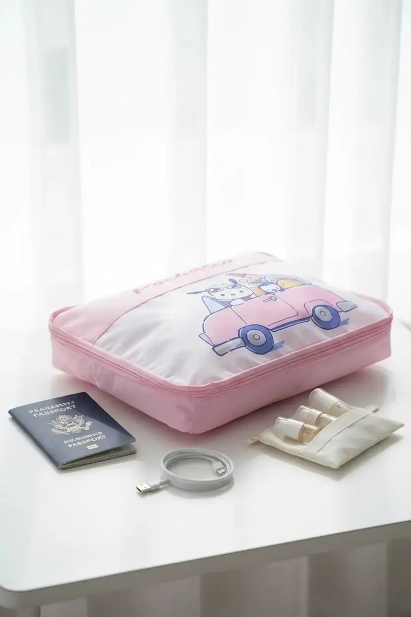 Sanrio Lisanslı Pochacco Seyahat Çantası Seti (2 Adet) – Bavul İçi Düzenleyici ve Organizer