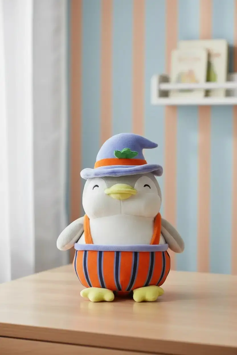 Miniso Lisanslı Mini Family Cadılar Bayramı Serisi Penguen Peluş Oyuncak 31 Cm