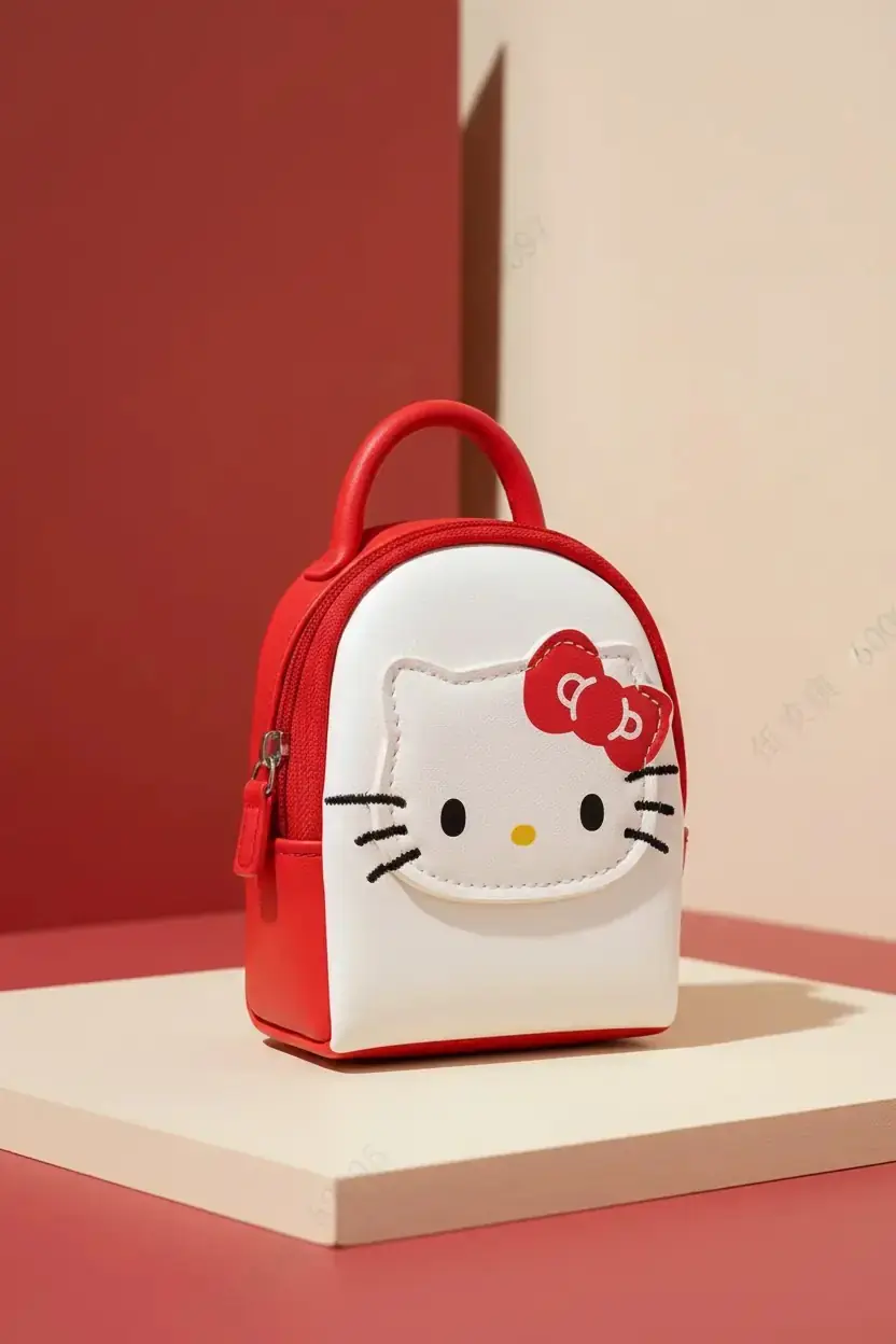 Sanrio Lisanslı Hello Kitty Mini Bozuk Para Çantası Kırmızı 12 Cm