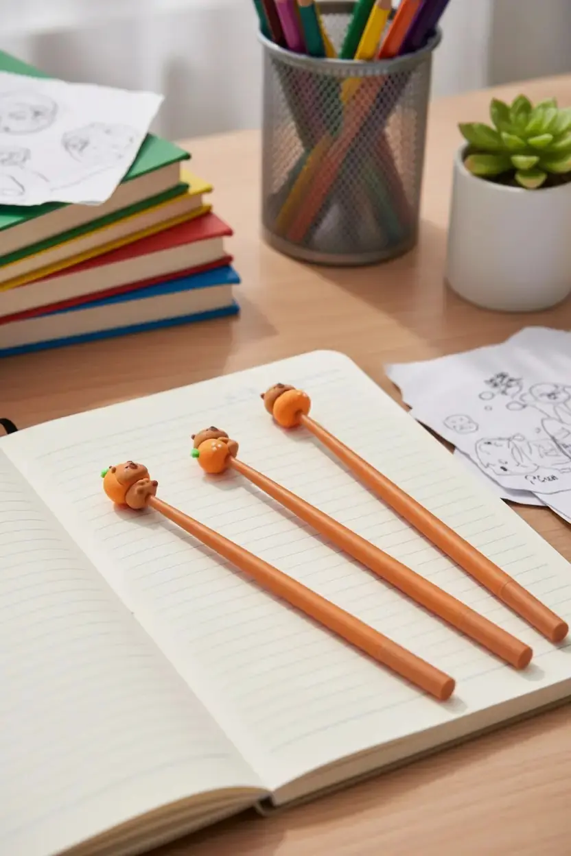 Miniso Lisanslı Mutlu Fırın Serisi Sallanır Jel Kalem (0,5 Mm, Siyah) – 3 Çeşitli Model Seti