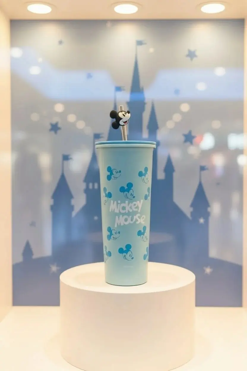 Disney Mickey Mouse Lisanslı Paslanmaz Çelik Su Kabı 800 ML - Pipetli Kapaklı Mavi Matara