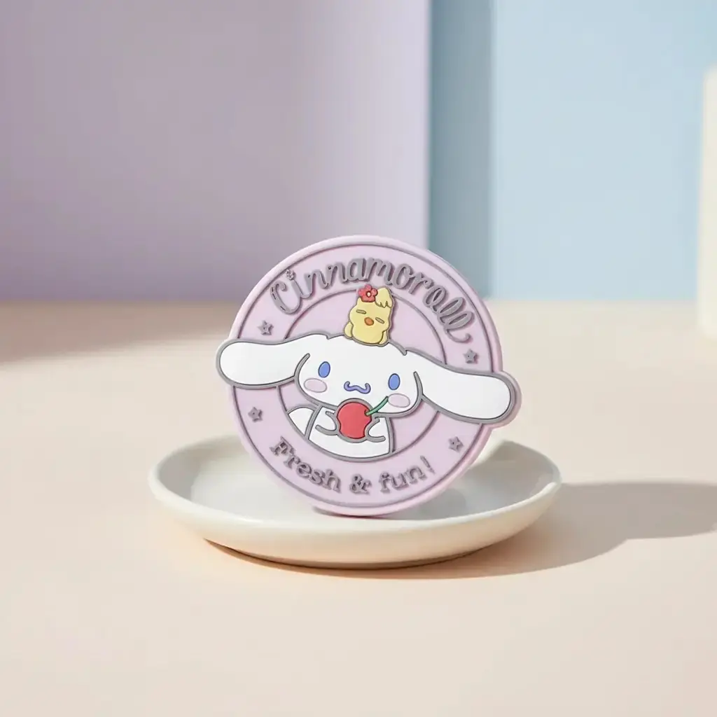 Sanrio Lisanslı Cinnamoroll Karikatür Silikon Taşınabilir Ayna – Tek Taraflı Çanta Aynası 15 Cm