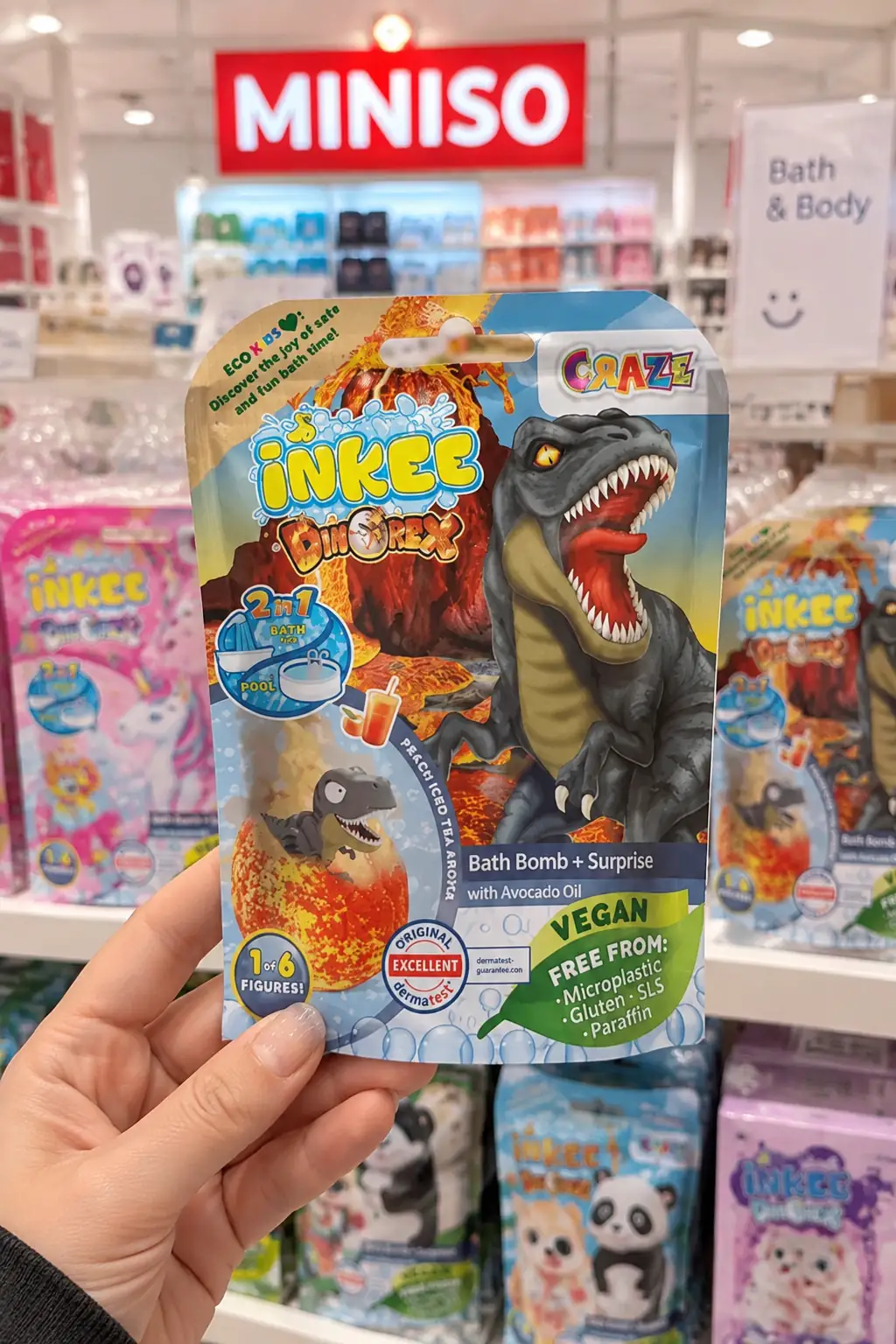 Inkee Sürpriz Banyo Topu Dino – Figürlü Vegan Banyo Topu