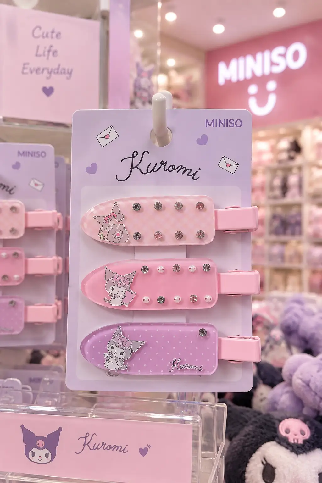 Sanrio Lisanslı Kuromi Saç Tokaları 3 Adet 11 Cm