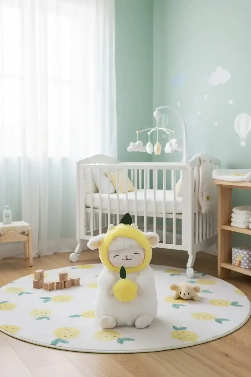 Miniso Lisanslı Kuzu Baa Serisi Peluş Oyuncak – Limon Kostümlü Yumuşacık Sarılmalık 25 Cm