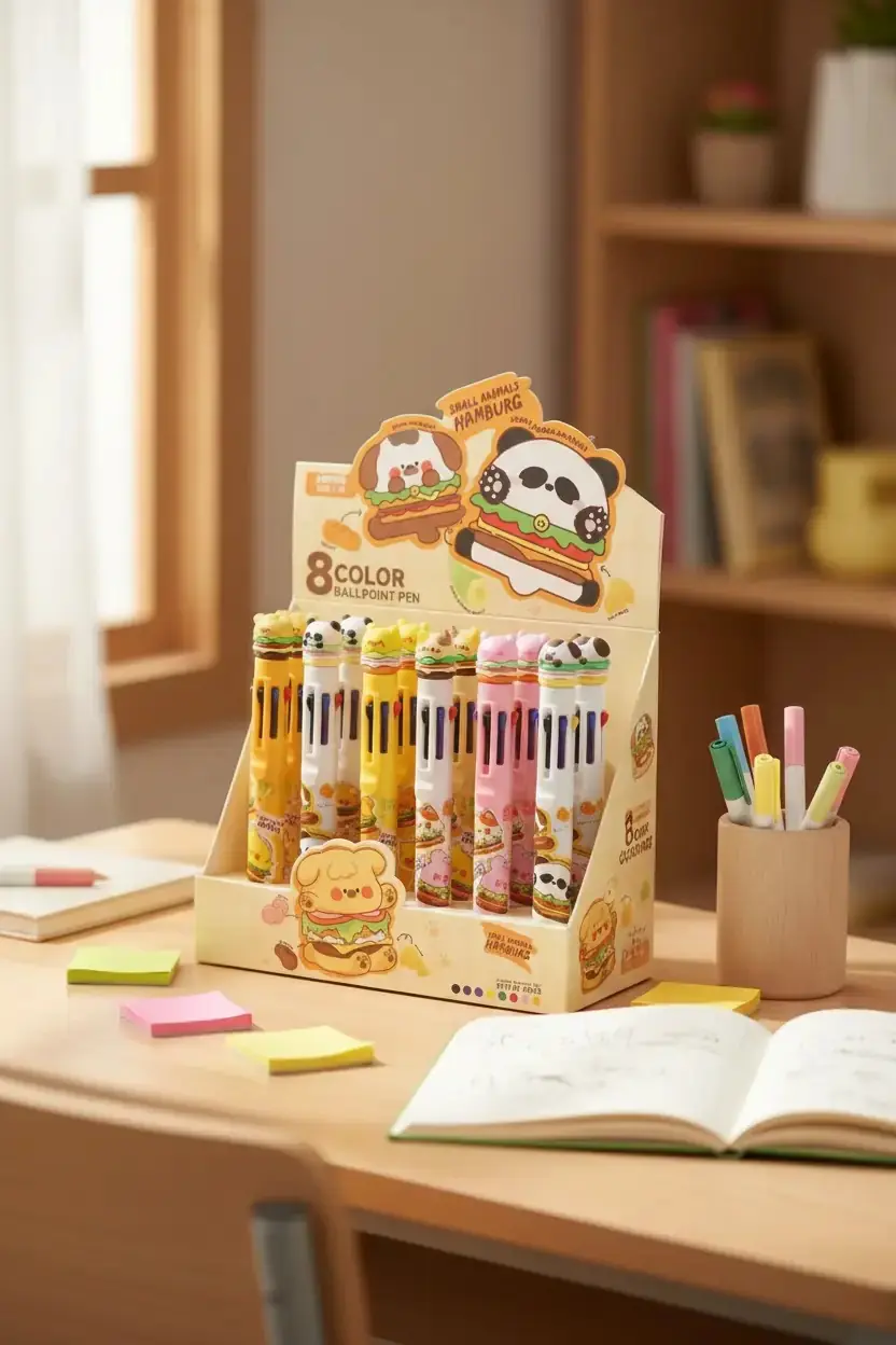 Miniso Lisanslı Sevimli Hamburger 8 Renkli Tükenmez Kalem – Çok Renkli PDQ
