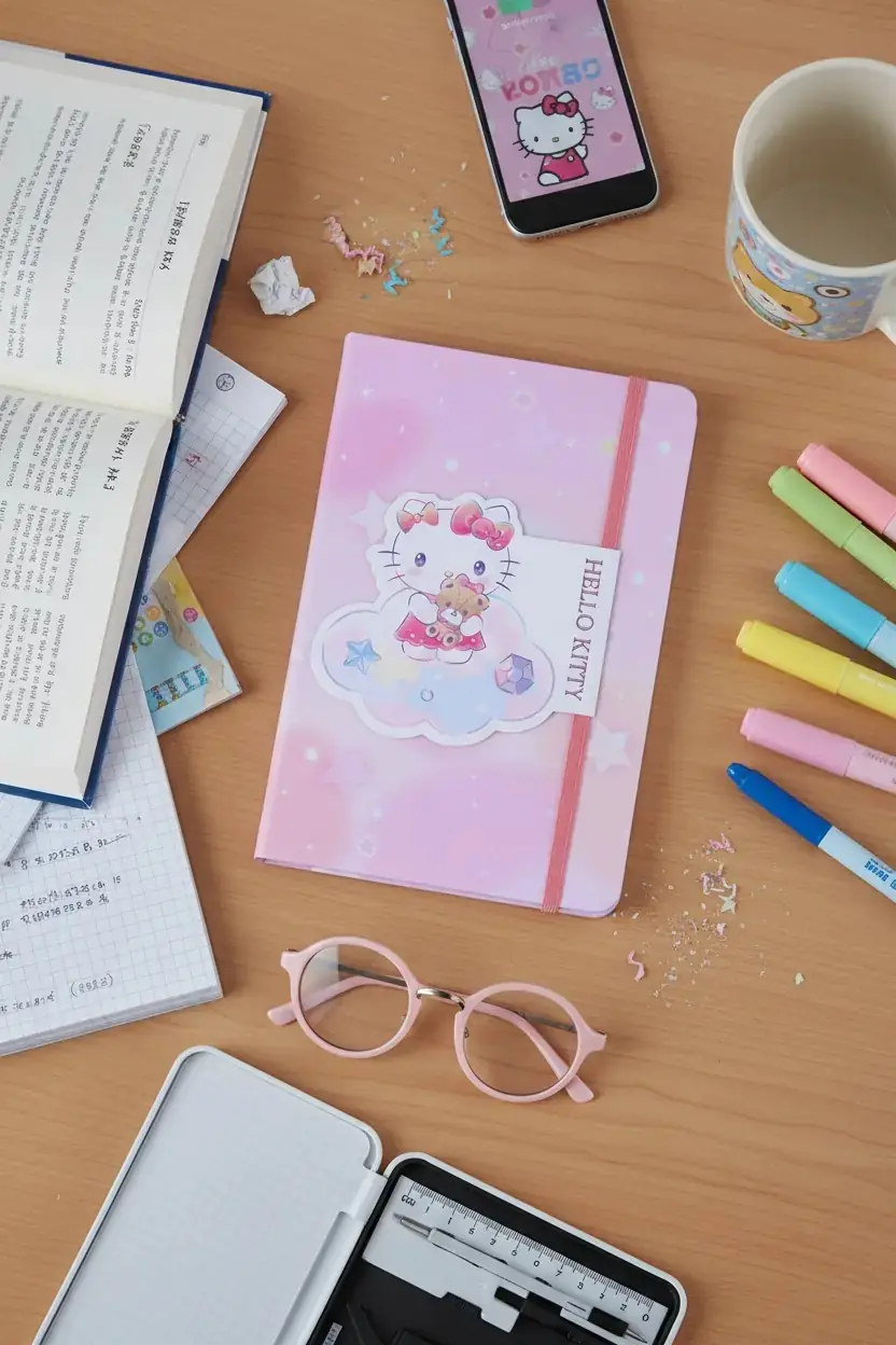 Sanrio Lisanslı Hello Kitty A5 Lastikli Ciltli Defter 80 Yaprak 14 CM
