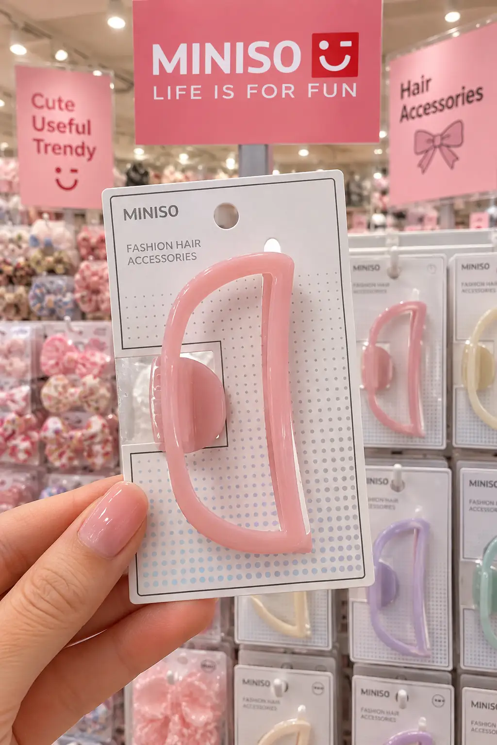 Miniso Lisanslı Ortası Boşluklu Büyük Boy Saç Klipsi – Selüloz Asetat